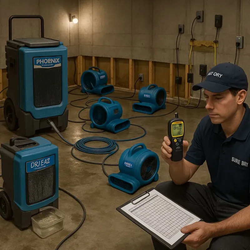 Structural Drying and Dehumidification process in North Hartsville, SC